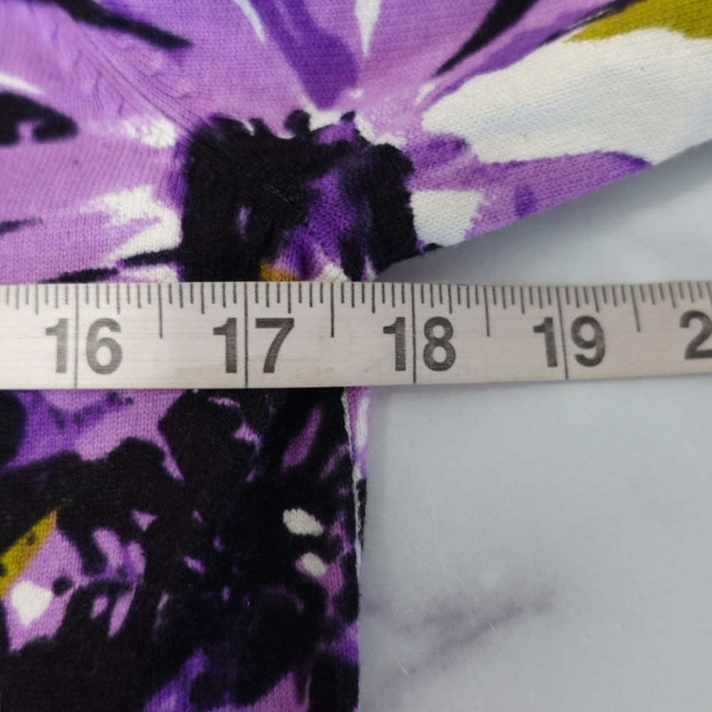 Womens Purple Floral Embellished Knit Cardigan Sweater Med Gemstone Resort NWOT - Picture 6 of 9